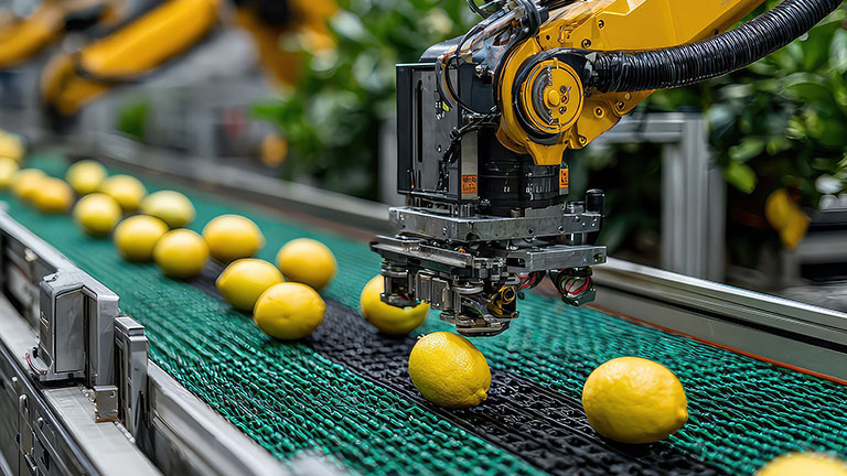 lemons on a conveyor belt